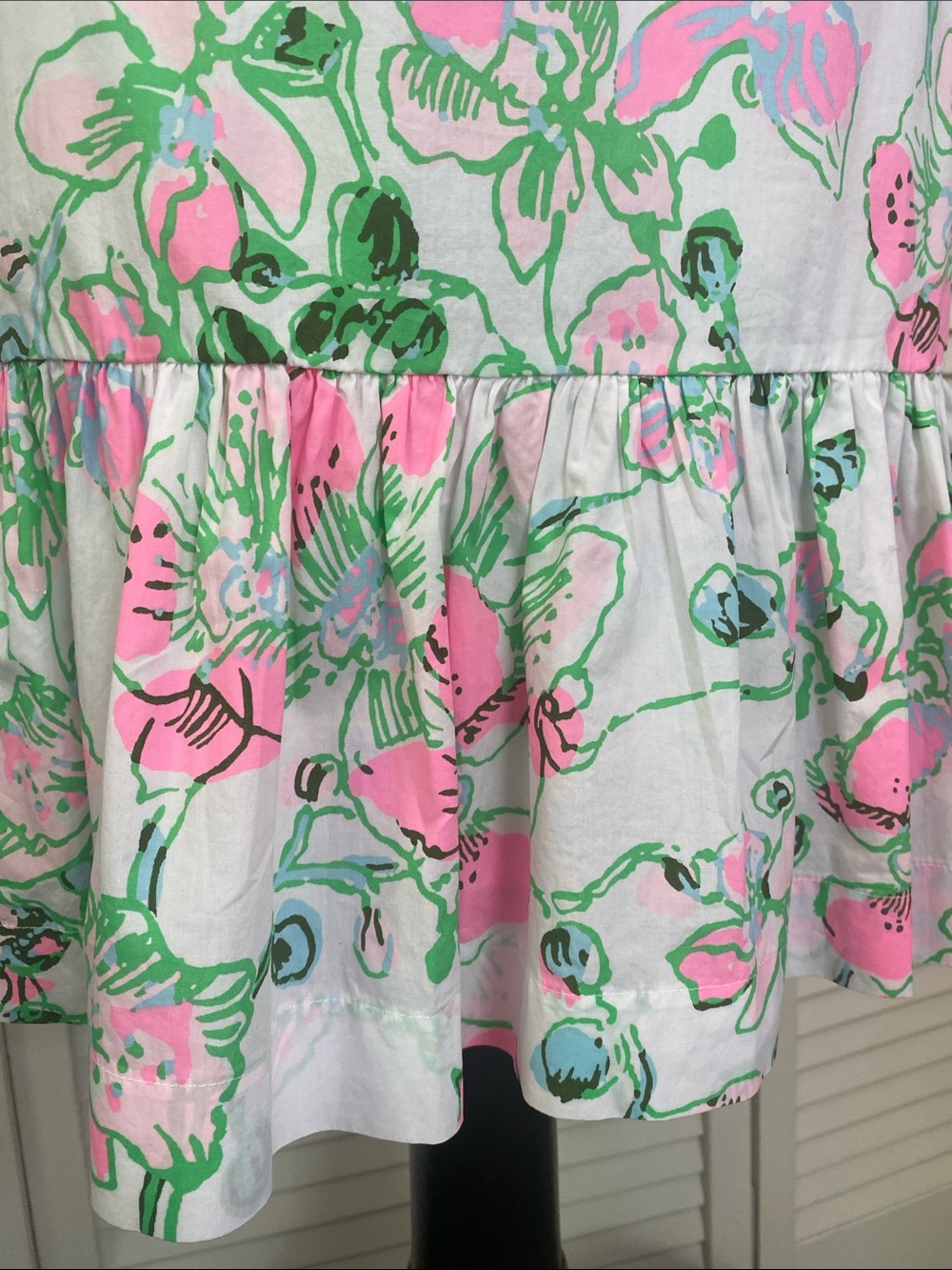 Lilly Pulitzer White Floral Button-Front Midi Dress with Pink & Green Print - Picture 5 of 9